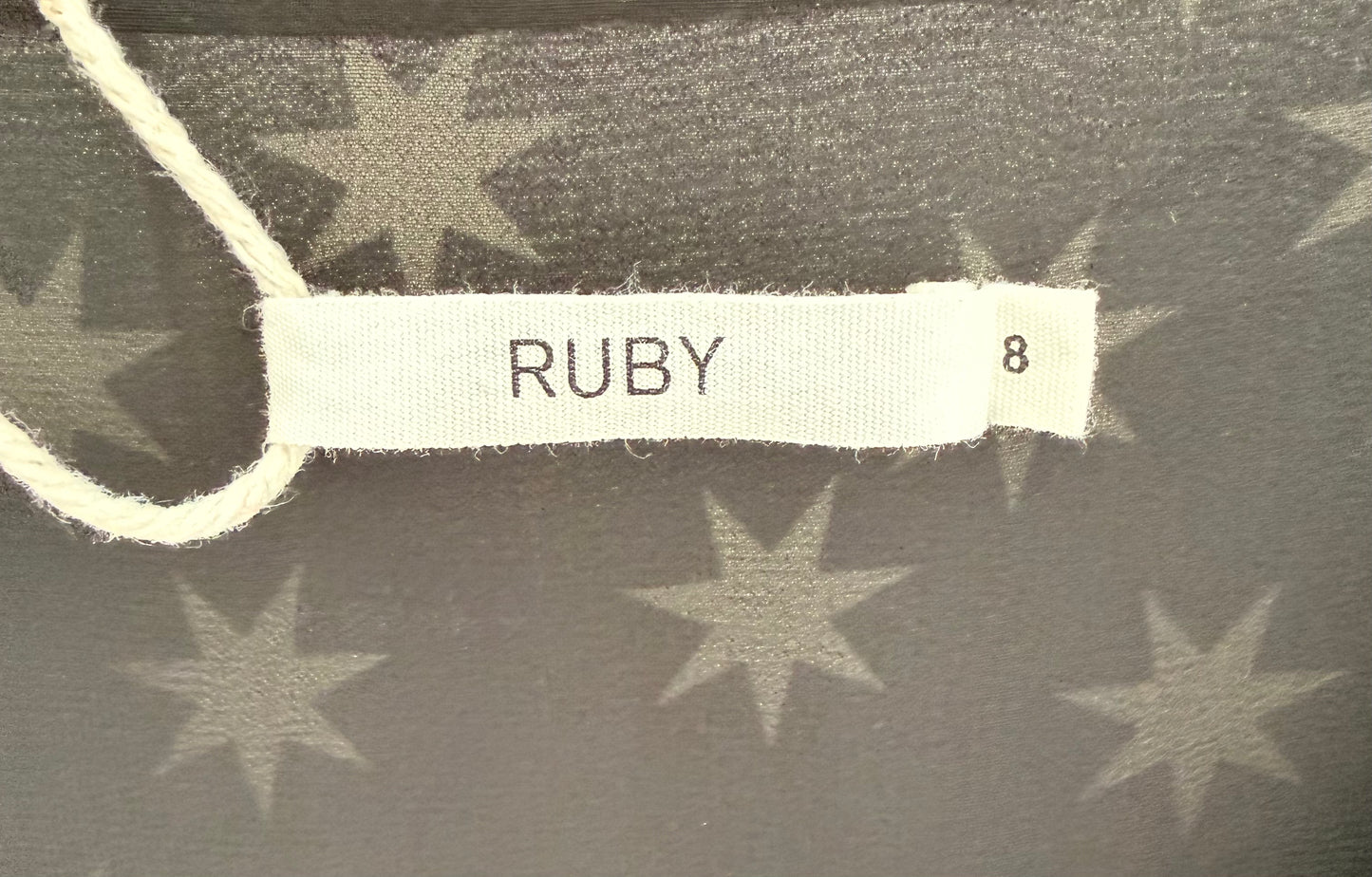 RUBY Midi Length Black Dress with White Stars