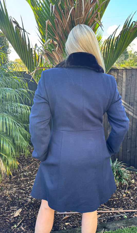 ALANNAH HILL Wool/Cashmere Blend Blue Coat