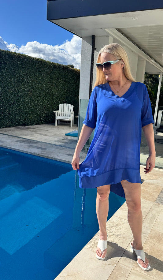COCO&BELLE Sheer Blue Dress