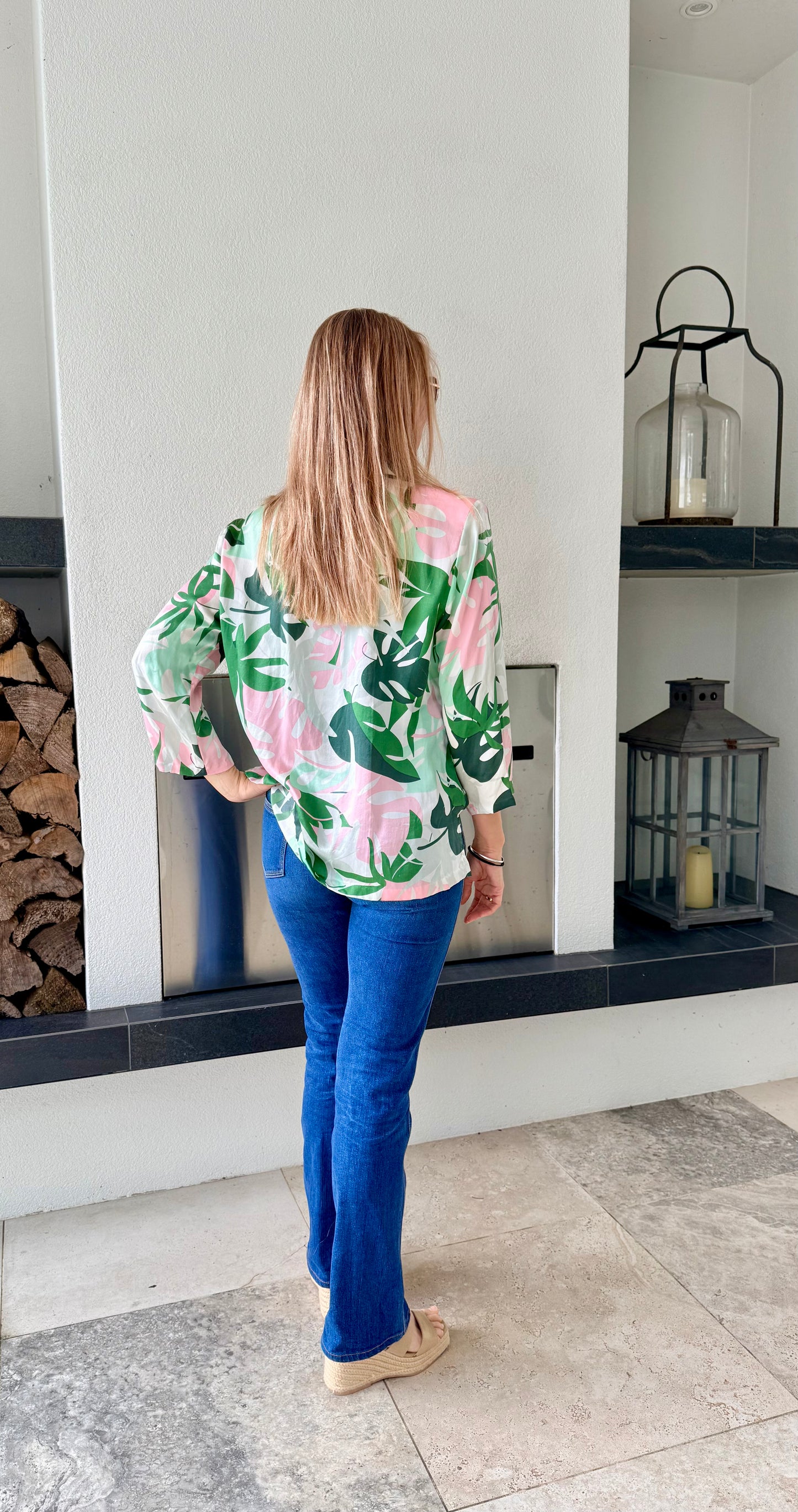 ADRIENNE WINKLEMANN Green/Pink Floral Shirt