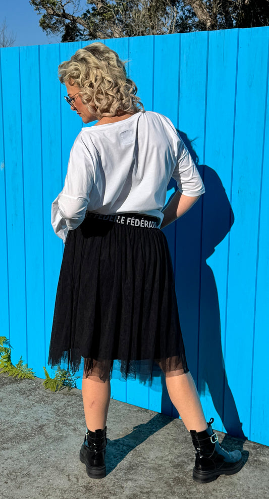 FEDERATION Black Midi Skirt