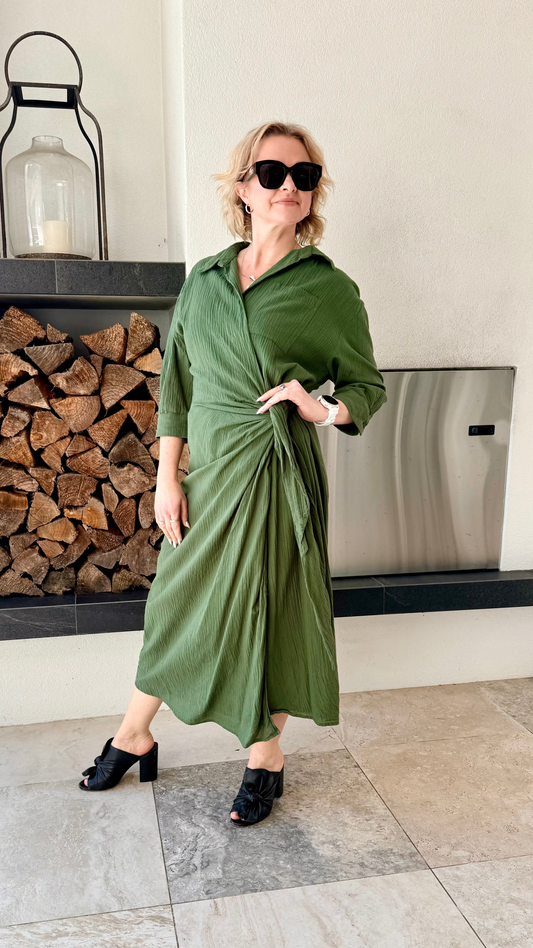 KETZ-KE Green Wrap Midi Dress, Size 14