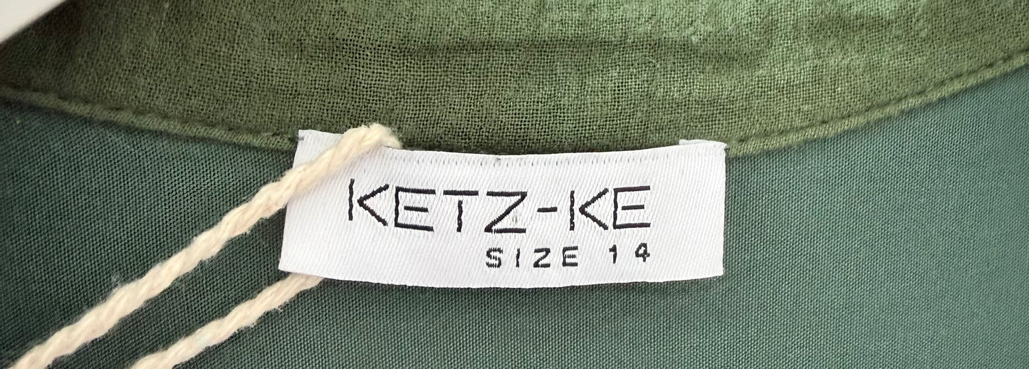 KETZ-KE Green Wrap Midi Dress, Size 14