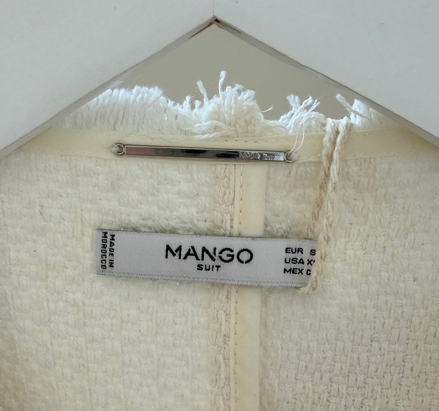 MANGO White Cropped Jacket, Fits S-M