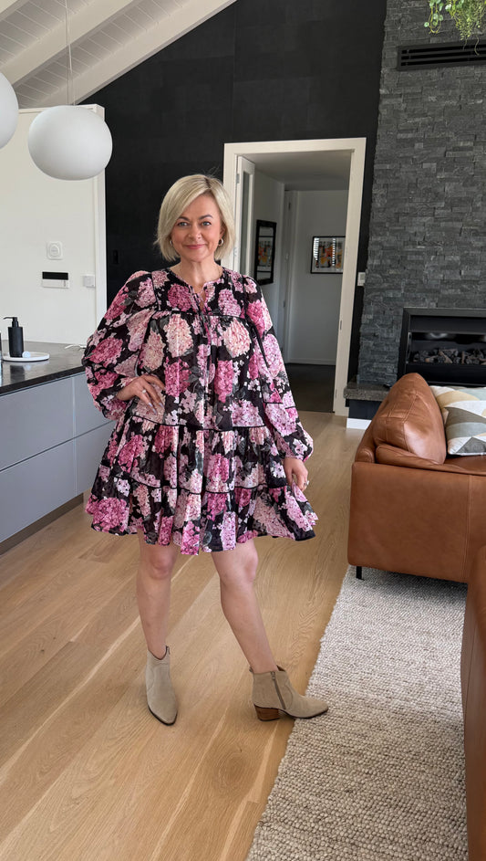DECJUBA Knee Length Pink Floral Dress