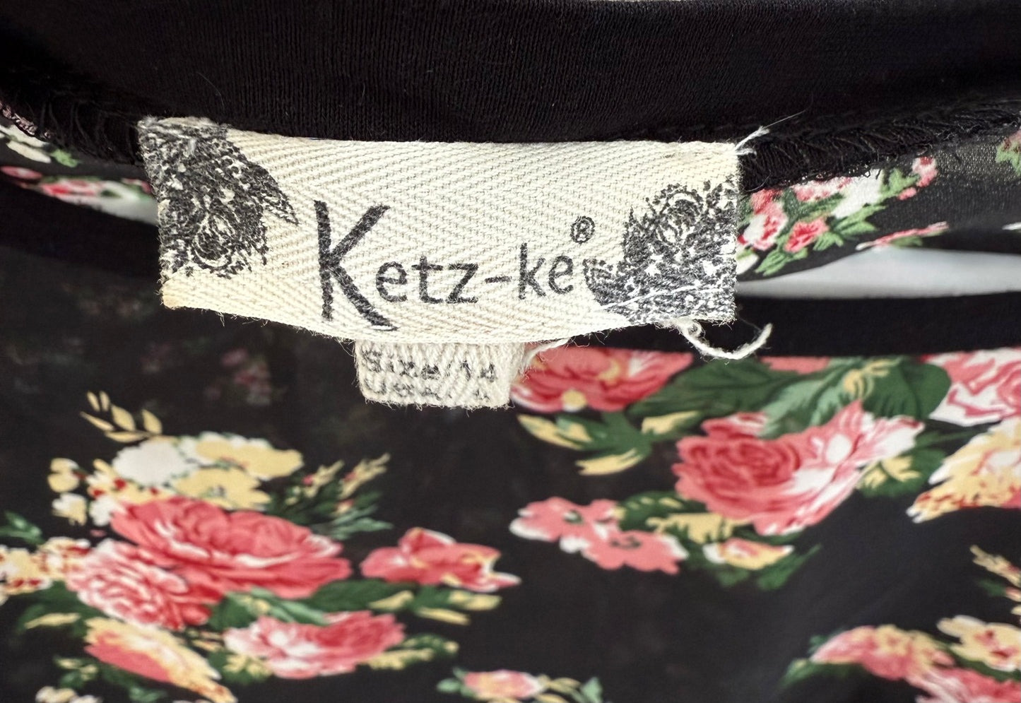 KETZ-KE Black Floral Shirt/Top