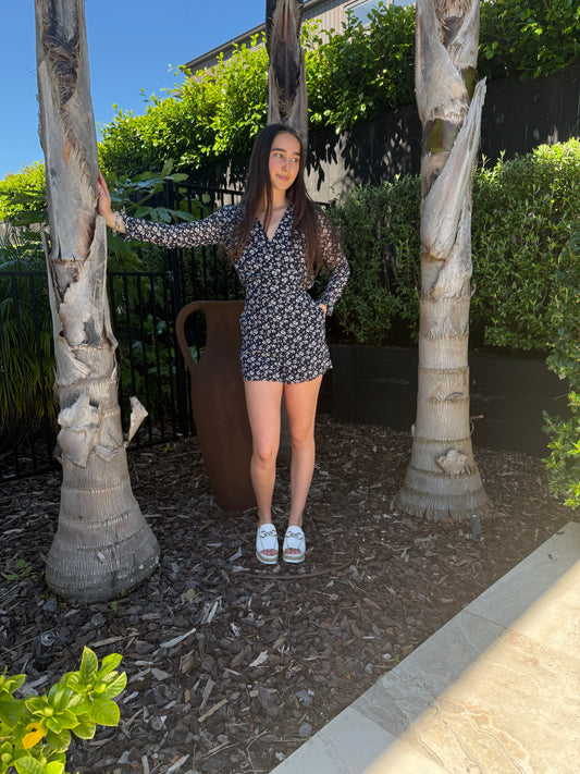 RUBY Blue Floral Playsuit