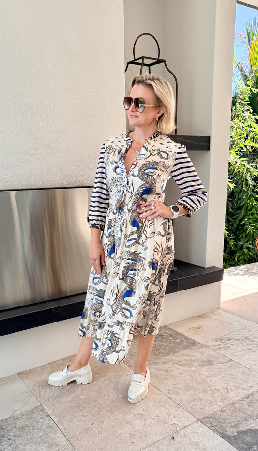 LA PRESTIC OUISTON/Paris Designer - 100% Silk Dress