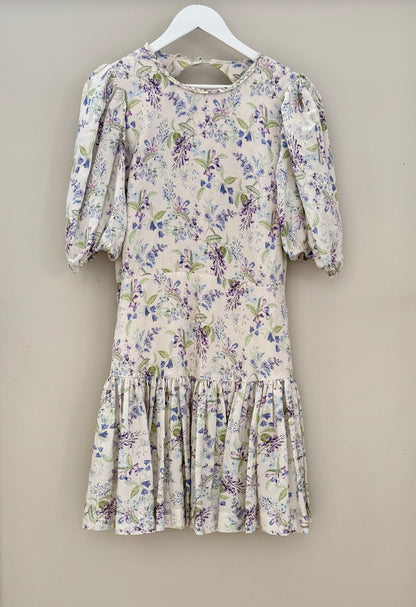 PORTMAN'S Knee Length White Floral Linen Blend Dress