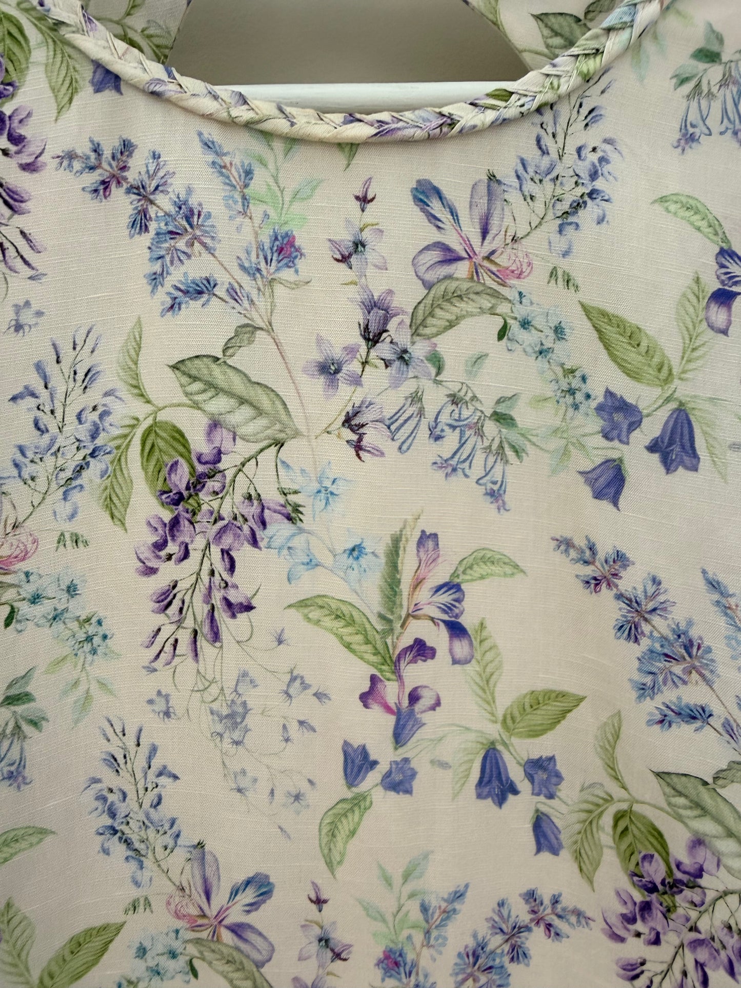 PORTMAN'S Knee Length White Floral Linen Blend Dress