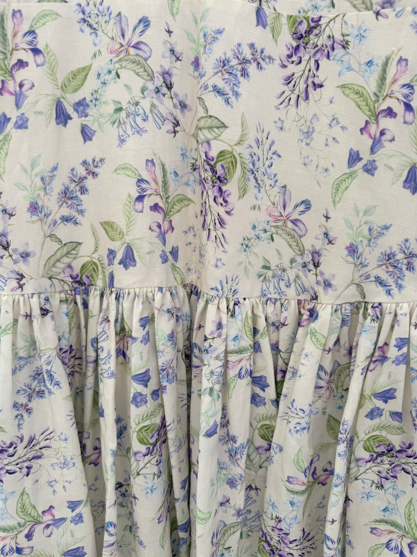 PORTMAN'S Knee Length White Floral Linen Blend Dress