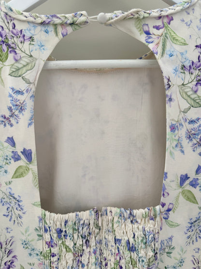PORTMAN'S Knee Length White Floral Linen Blend Dress