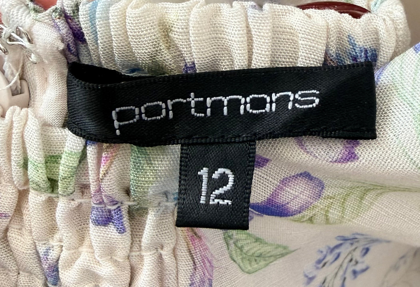 PORTMAN'S Knee Length White Floral Linen Blend Dress