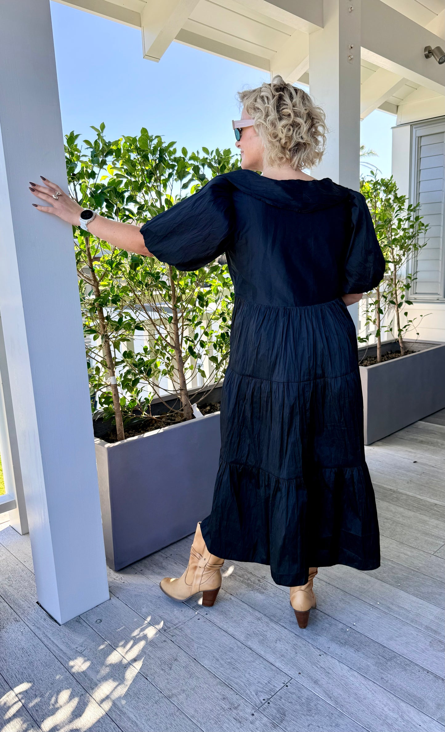 TOPSHOP Black Midi Dress