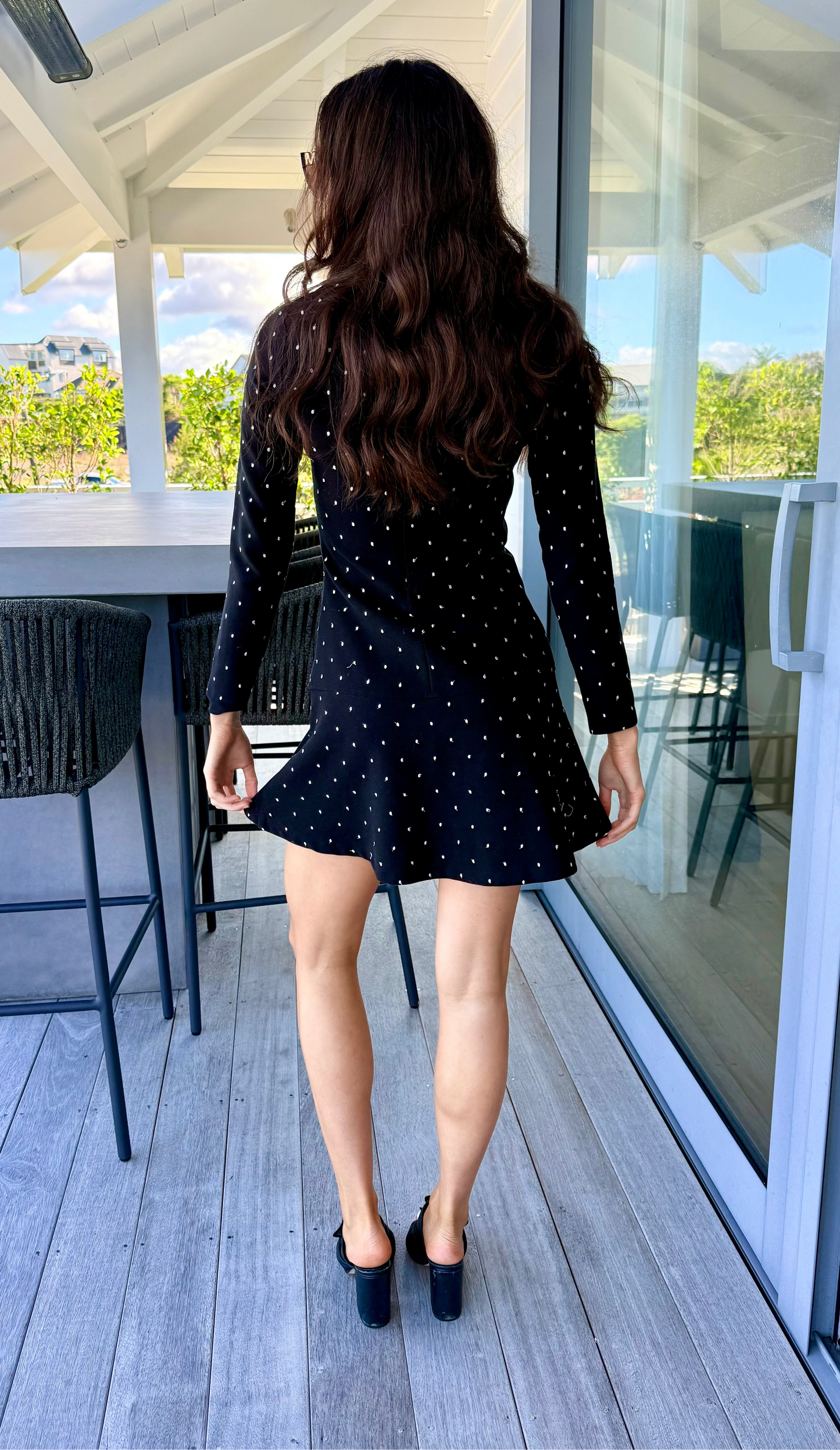 RUBY Black/White Dotted Mini Length Dress