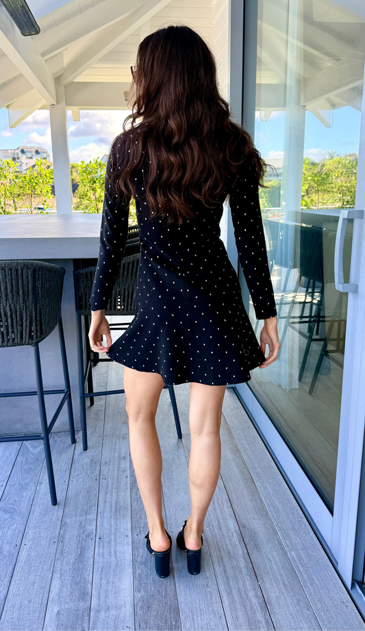 RUBY Black/White Dotted Mini Length Dress