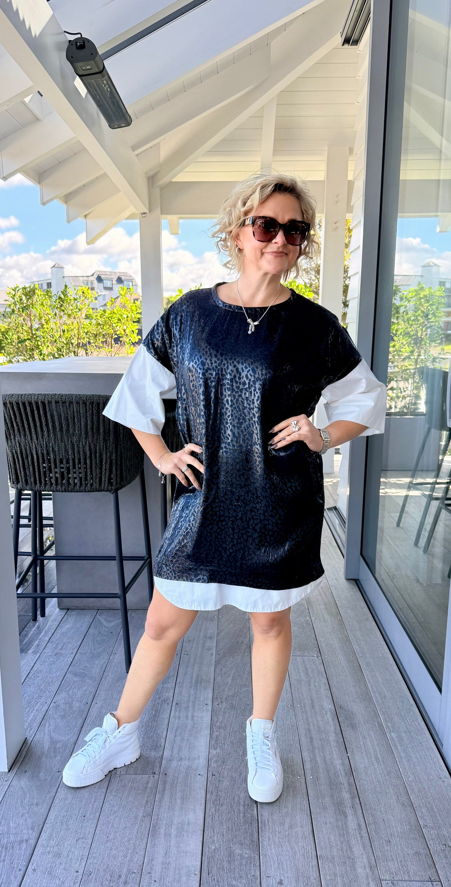 LifewithBird (L.W.B) Black Knee Length Silk Dress