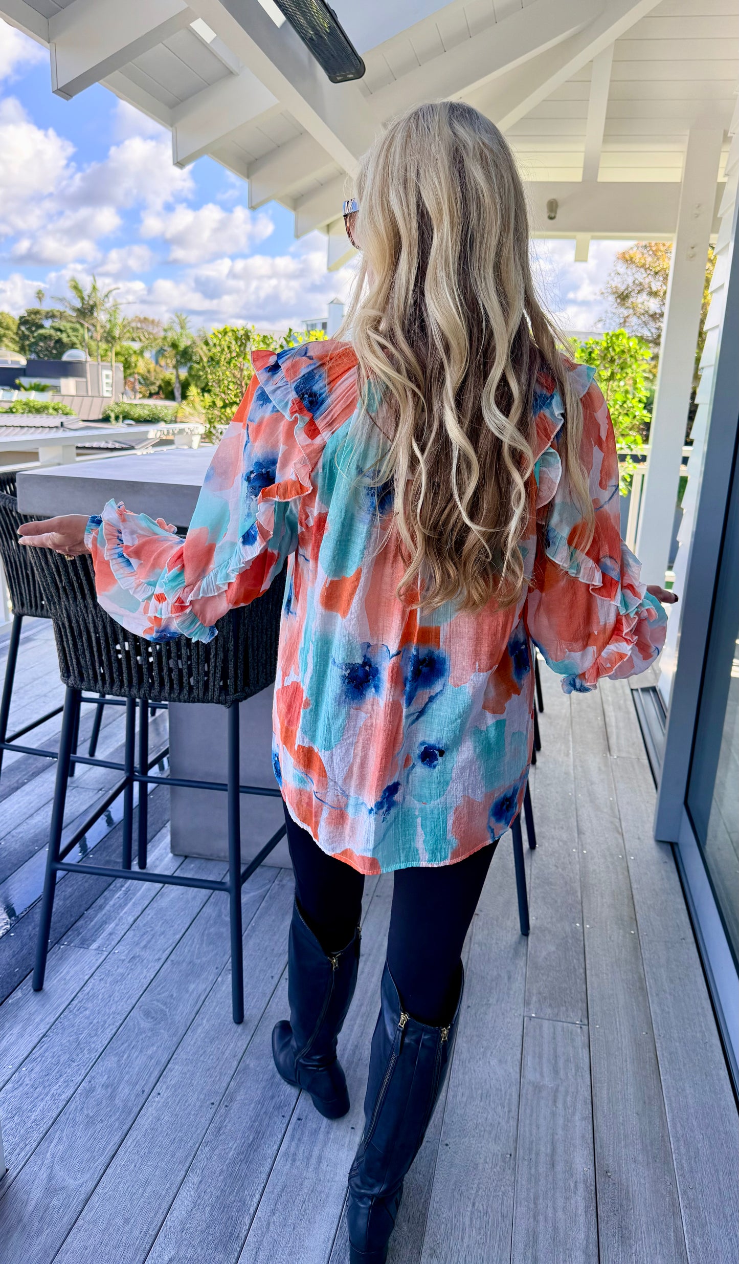 LEO + BE Orange Floral Top