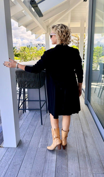 WHISTLE Midi Length Black Over Coat