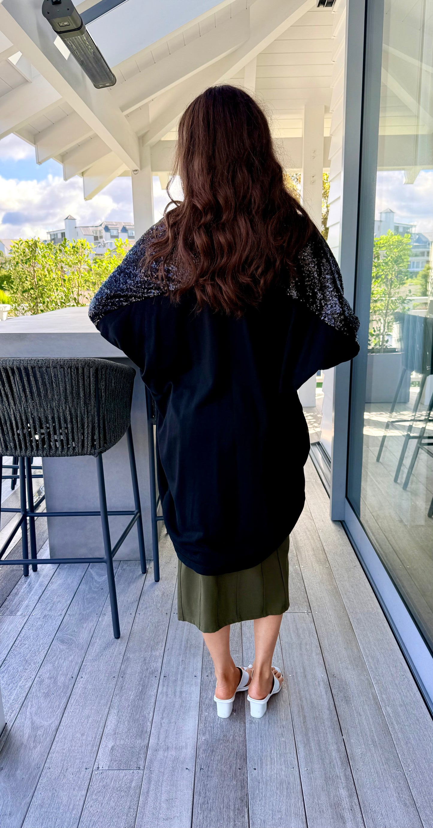 AUGUSTINE - Black Kimono with Sequins