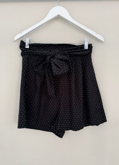 RUBY Black/White Dotted Shorts with Tie