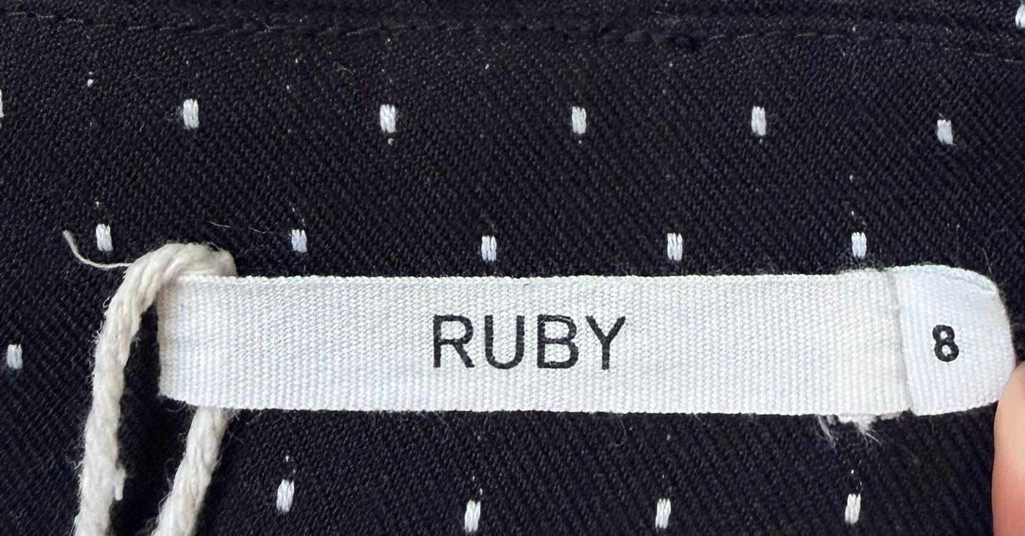 RUBY Black/White Dotted Shorts with Tie