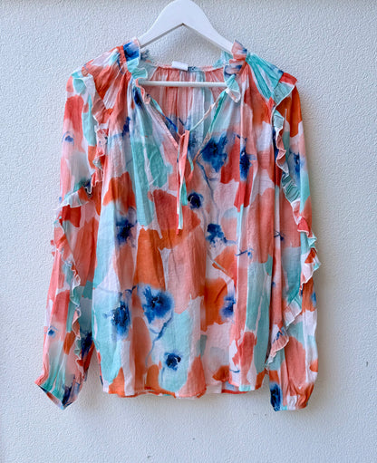 LEO + BE Orange Floral Top