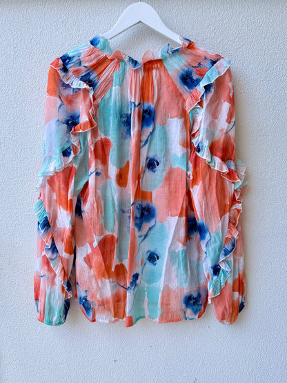 LEO + BE Orange Floral Top