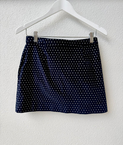 RUBY - Navy with White Spots Mini Wrap Skirt