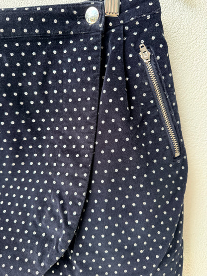 RUBY - Navy with White Spots Mini Wrap Skirt