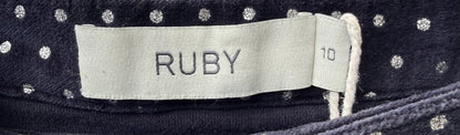 RUBY - Navy with White Spots Mini Wrap Skirt
