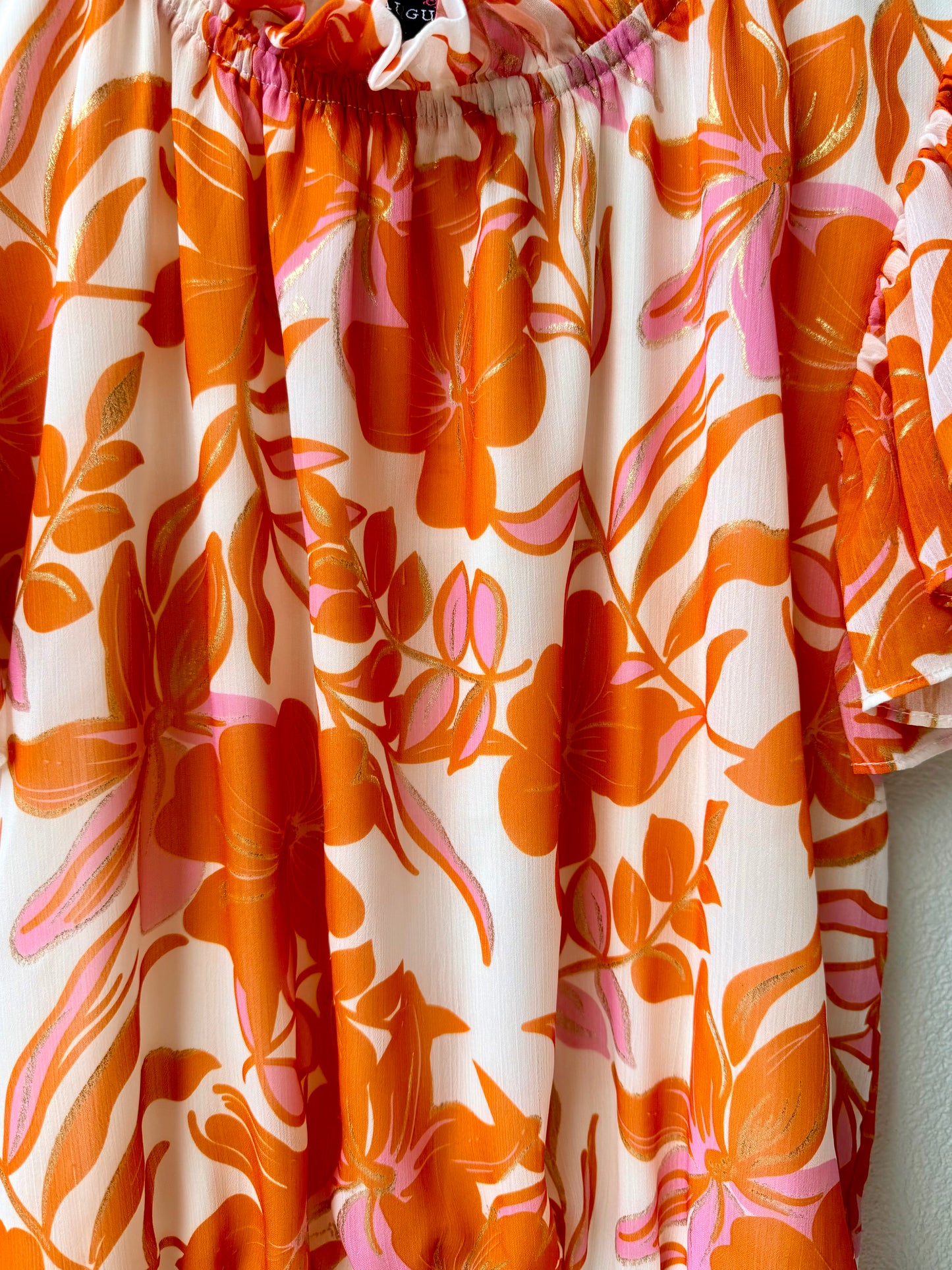 AUGUSTINE Orange/White Floral Knee Length Dress