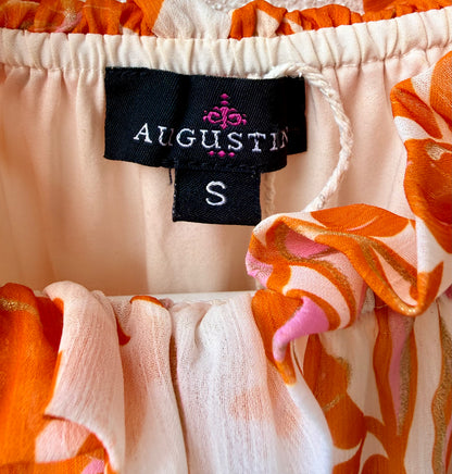 AUGUSTINE Orange/White Floral Knee Length Dress