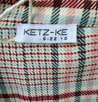 KETZ-KE Red/Tan Checkered Maxi Coat