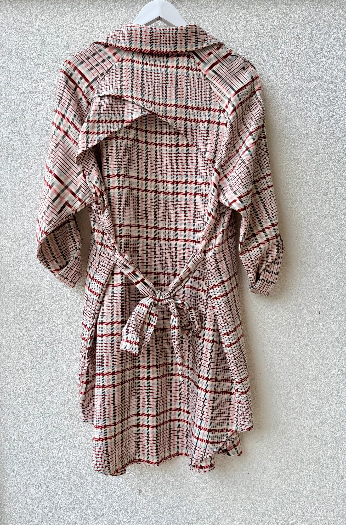 KETZ-KE Red/Tan Checkered Maxi Coat