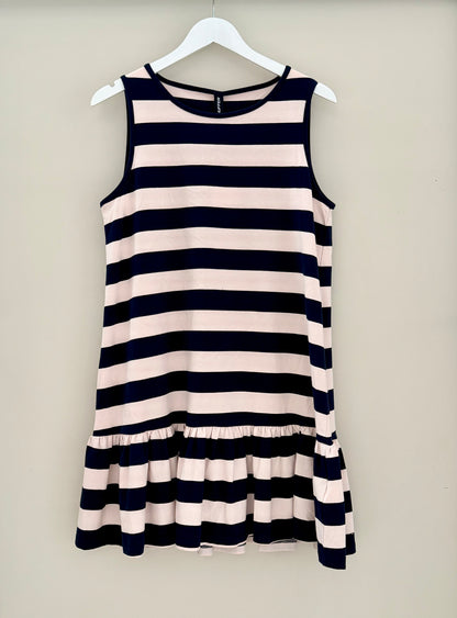 HUFFER Navy/Tan Stripe Knee Dress - NEW WITH TAGS