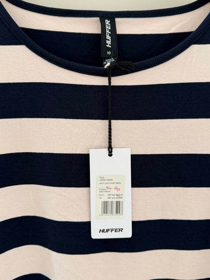 HUFFER Navy/Tan Stripe Knee Dress - NEW WITH TAGS