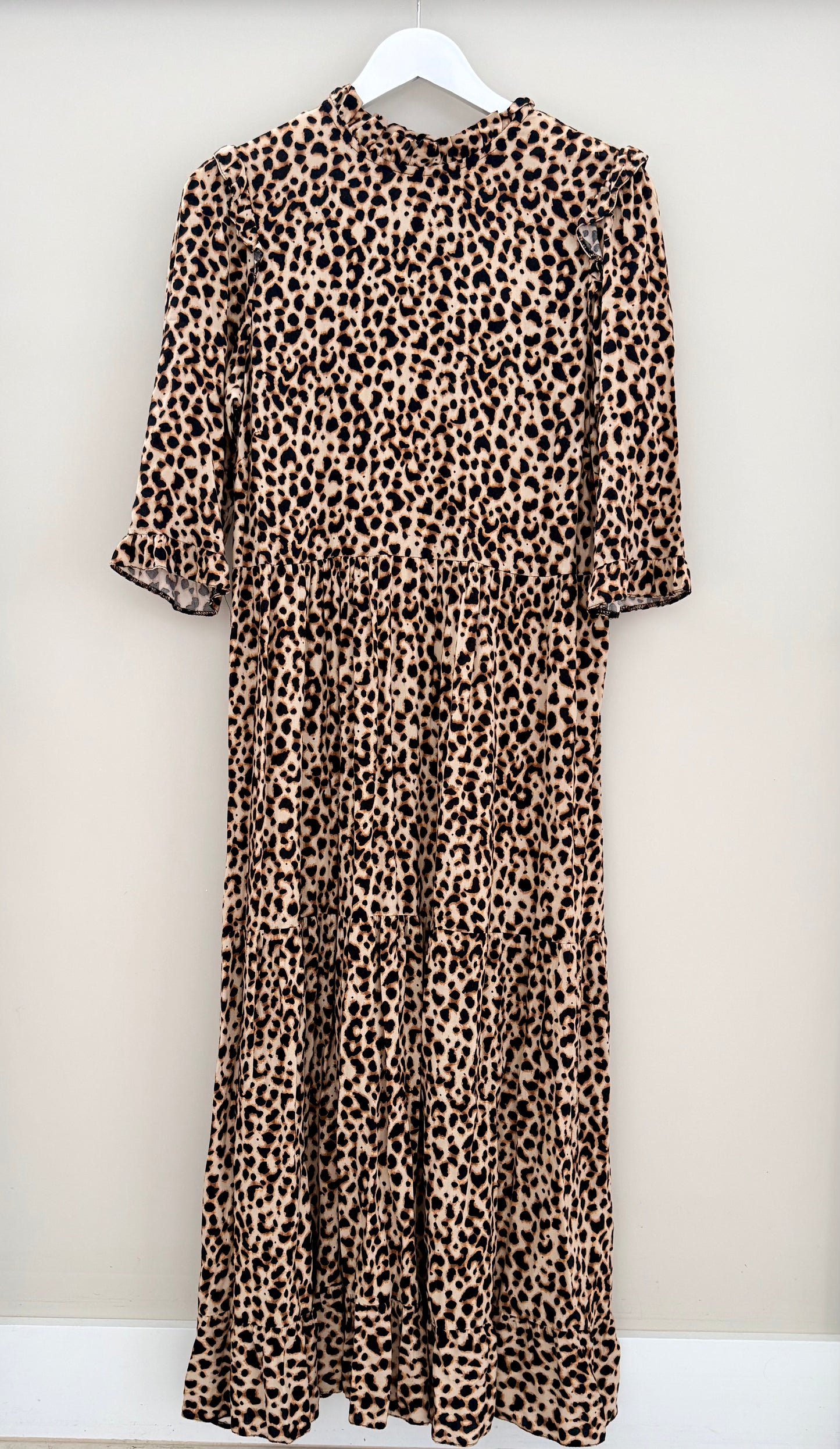 LEW LOOK Brown Leopard Print Midi Length Dress