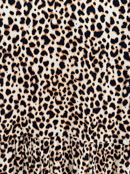 LEW LOOK Brown Leopard Print Midi Length Dress