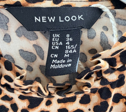 LEW LOOK Brown Leopard Print Midi Length Dress