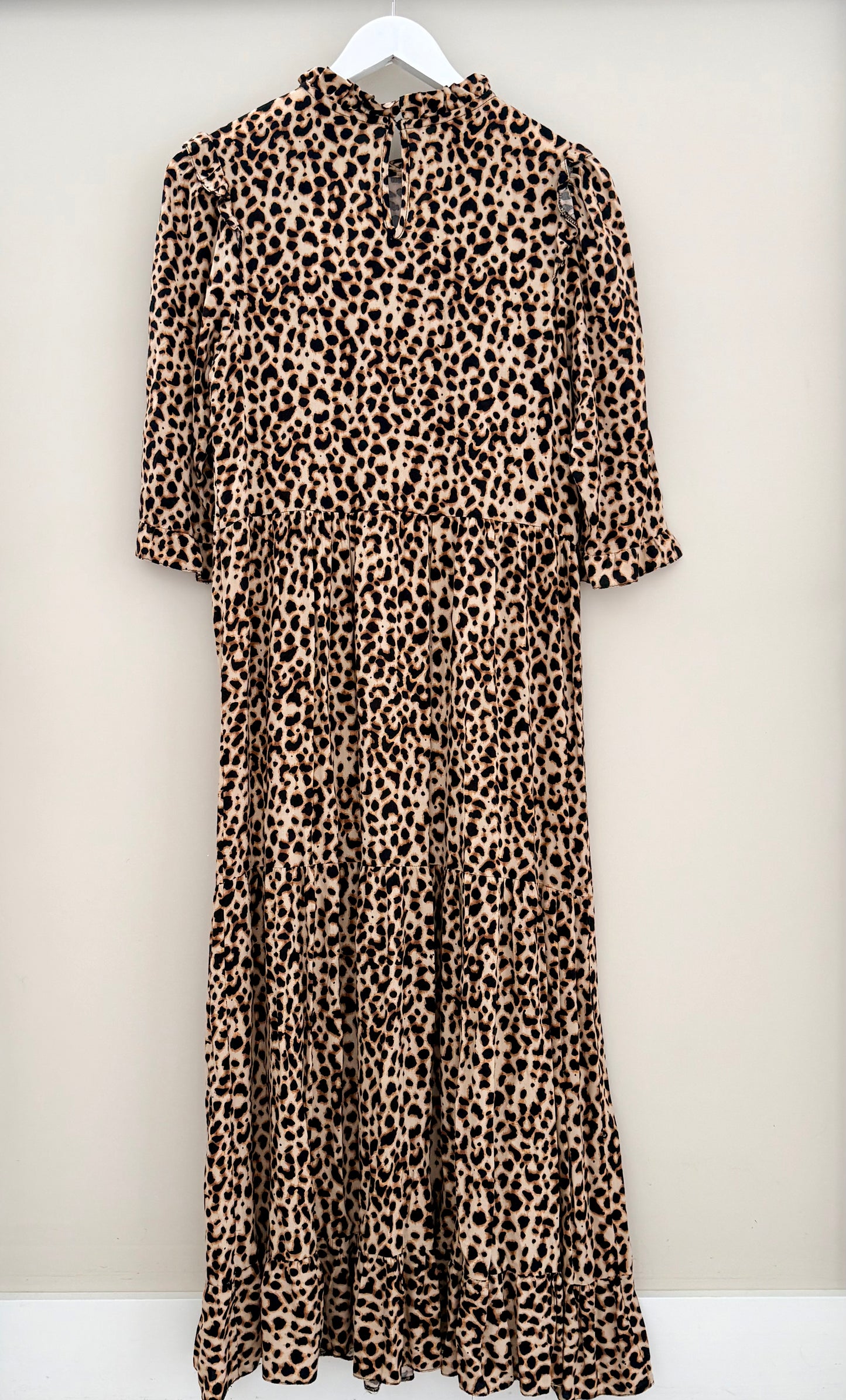 LEW LOOK Brown Leopard Print Midi Length Dress