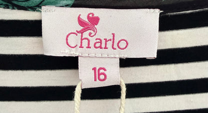 AUGUSTINE/CHARLO - Black Overlay Floral/Striped Dress