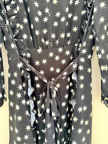 RUBY Midi Length Black Dress with White Stars