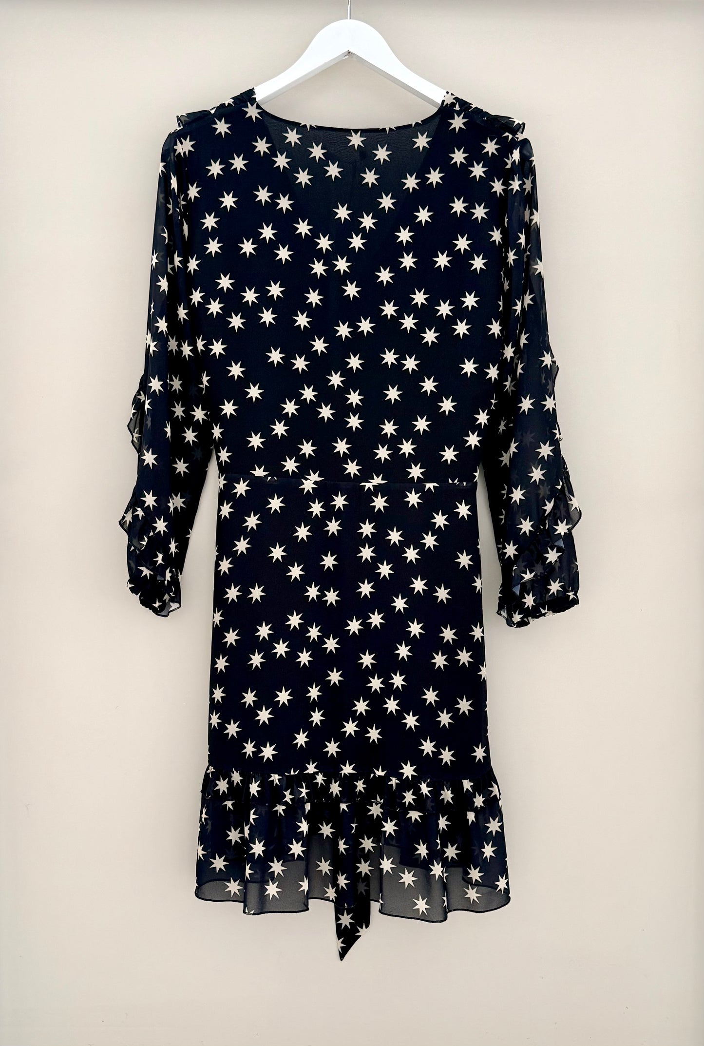 RUBY Midi Length Black Dress with White Stars