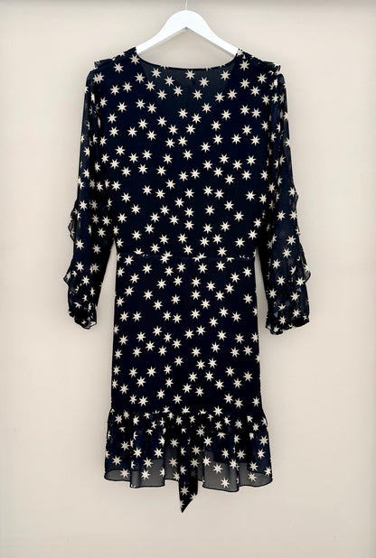 RUBY Midi Length Black Dress with White Stars