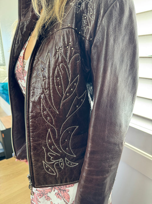 Brown Faux Leather Jacket