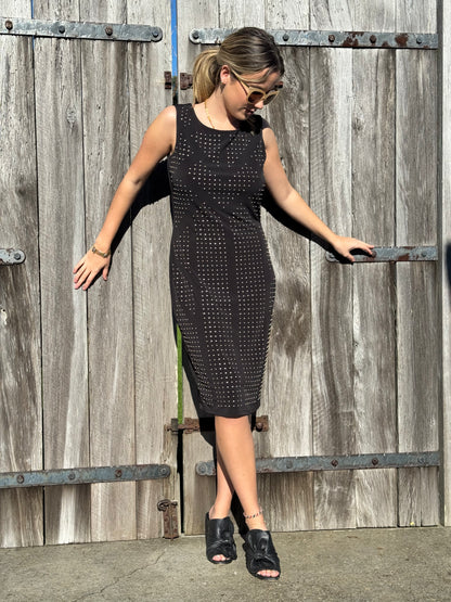 CALVIN KLEIN Black Beaded Midi Dress