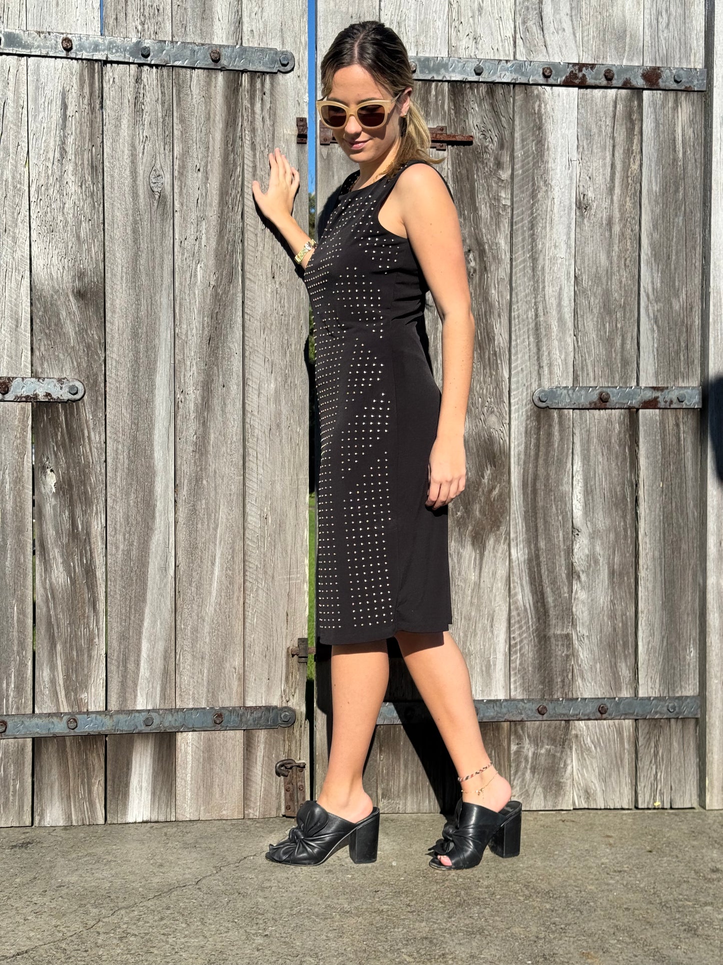 CALVIN KLEIN Black Beaded Midi Dress