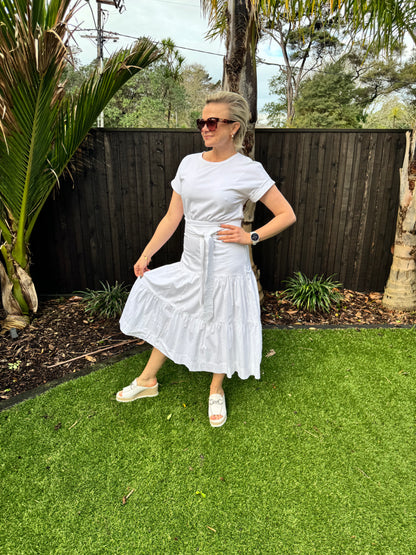 VERNONICA BEARD White Midi Dress