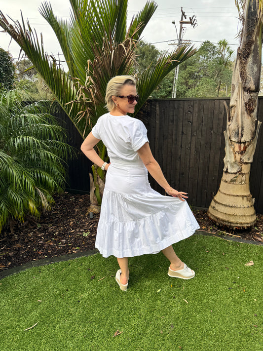 VERNONICA BEARD White Midi Dress